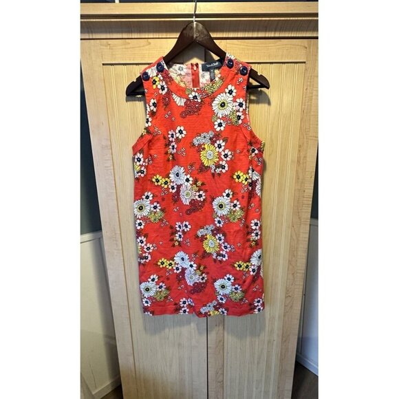 NWT MODCLOTH RED SLEEVELESS DRESS Size M RED WITH FLOWERS EUC - Picture 1 of 7